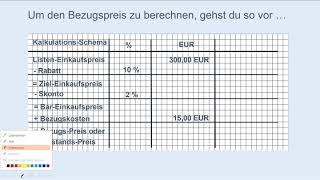 Bezugskalkulation  Wir berechnen den Bezugspreis [upl. by Gayla]