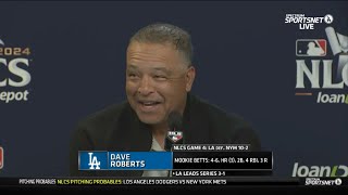 Postgame  Dodgers coach Dave Roberts applauded Shohei Ohtani and Mookie Betts with G4 win vs Mets [upl. by Franky]