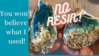 How to make my oyster shell Christmas ornaments with no resin Just Mod Podge sand and NAIL POLISH [upl. by Leban251]