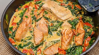 Lachs mit Spinat in Sahnesauce Unverschämt lecker und einfach LachsSahne Rezept [upl. by Voss]