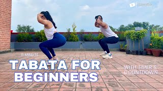 8 MIN TABATA HIIT WORKOUT  TABATA FOR BEGINNERS [upl. by Nassah]