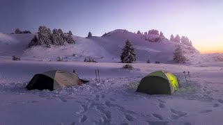 HIKING AND WINTER CAMPING in 10°C 13°F  Backpacking in the Snow ASMR [upl. by Tod]