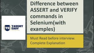 Difference between Assert and verify in selenium with examples selenium java youtube interview [upl. by Inoek]