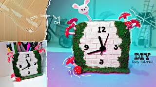 DIY fairy clock pen holder  cardboard pen holder easy tutorial [upl. by Nibbor]