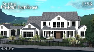 Spring Modern Farmhouse  135K  Bloxburg Speed Build [upl. by Debo894]