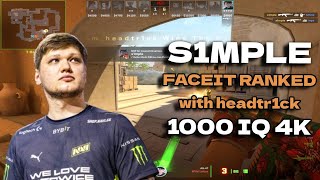 s1mple plays FACEIT Ranked 228 w headtr1ck Mirage Mar 12 2024  CS2 POV [upl. by Annayek407]