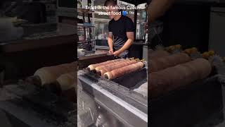 Trdelnik Czech famous street food 💙 trdelnik prague czechrepublic [upl. by Tram]