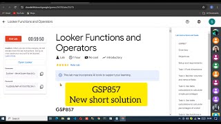 Looker Functions and Operators GSP857 short solution  gcp gsp googlecloud arcade [upl. by Umeh]