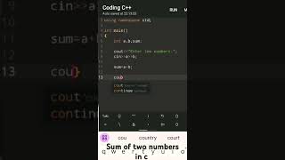 C programmingsum of two numbers in ccoding cpp codewithmelearncodingshort clanguage [upl. by Marolda]