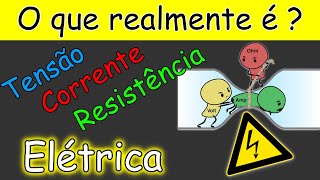 TENSÃO CORRENTE e RESISTÊNCIA ELÉTRICA e Qual a função deles na ELETRICIDADE Muito fácil [upl. by Ococ]