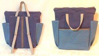 中身が取り出しやすい トートリュック の作り方 ／ Tote Backpack Tutorial [upl. by Krista]