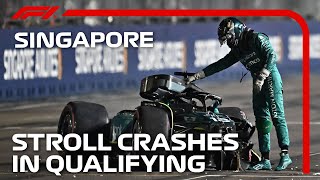 Stroll Walks Away From Dramatic Crash  2023 Singapore Grand Prix [upl. by Wynnie]