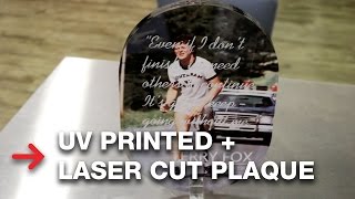 Laser Engraved and UV Printed Acrylic Plaque  Mutoh ValueJet 426 [upl. by Strepphon]