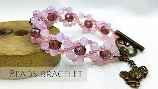 DIY beaded bracelet beautifull pink rondelle crystal seed beads bracelet tutorial easy [upl. by Yecak]