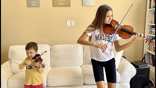 My 3Yearold Brothers CRAZY violin performance with me [upl. by Parfitt]