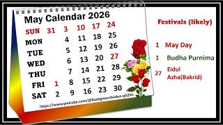 May Calendar 2026 maycalender2026 [upl. by Marietta]