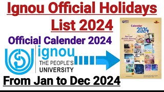 Ignou Official Holiday List 2024  For All India Ignou Students [upl. by Etnovert]