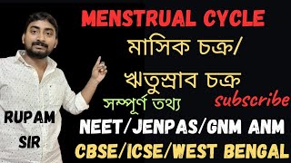 MENSTRUAL CYCLE OR মাসিক চক্র  Human Reproduction মানুষের জননতন্ত্র anm gnm neet jenpauh yt [upl. by Jule661]