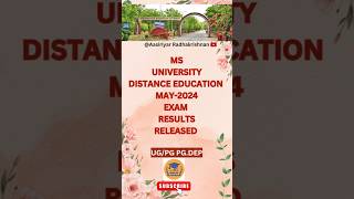 Manonmaniyam Sundaranar University distance education MAY2024 Results Published [upl. by Heisser]