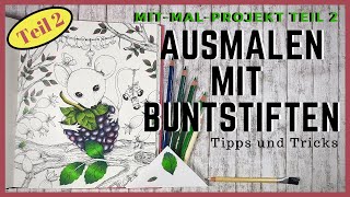 Blätter mit Buntstiften colorieren  MitMalProjekt Teil 2 [upl. by Talia]