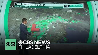 Light nuisance showers in Philadelphia due to posttropical Helene [upl. by Aliuqehs640]