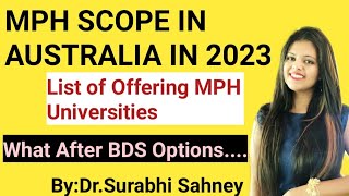 MPH In Australia In 2023 What After BDS Options in Dentistry  BDS SCOPE IN FOREIGN COUNTRIES [upl. by Jillie]