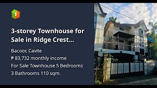 3storey Townhouse for Sale in Ridge Crest MolinoPaliparan Road Bacoor Cavite [upl. by Eelimaj628]