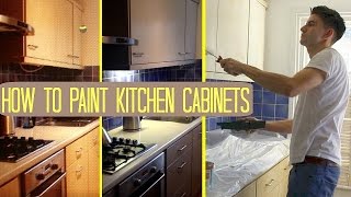 HOW TO PAINT KITCHEN CABINETS  CUPBOARDS UK makeover on a budget [upl. by Yrocaj]