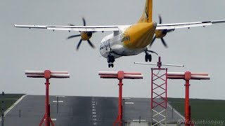 ATR Crosswind Difficulties Landings amp Takeoffs Aurigny ATR42 amp Aer Lingus ATR72  Bristol Airport [upl. by Atiluap695]