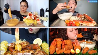 Kind crab legs with Alfredo sauce 🦀 mukbang  ASMR mukbang asmr kingcrabmukbang [upl. by Hakan]