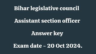 Answer Key Set A  Bihar legislative council  ASO Post  Exam date  20102024 [upl. by Aihsila]