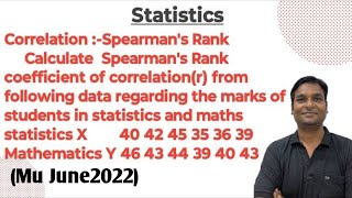 Correlation Spearmans Rank Example2 Calculate Spearmans Rank coefficient of correlationr [upl. by Assirrak]