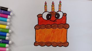 How to Draw a Birthday Cake 🎂 for Kids  Easy Stepby  step Tutorial [upl. by Hild]