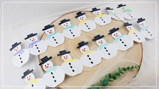 Schneemann Girlande aus Papier basteln ⛄️  tolle DIY Winterdeko Idee [upl. by Dincolo]