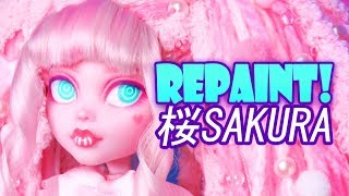 Repaint Sakura Pink Draculaura Monster High Custom OOAK Doll [upl. by Name178]