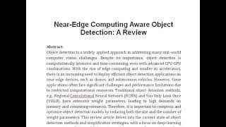 Near Edge Computing Aware Object Detection A Review [upl. by Anestassia]