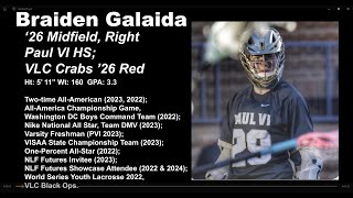 Braiden Galaida 26 Midfield FallWinter 2324 Lacrosse Highlights [upl. by Annawyt]