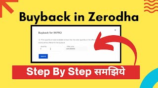 How to Apply in Buyback in Zerodha  Wipro Buyback [upl. by Weider]