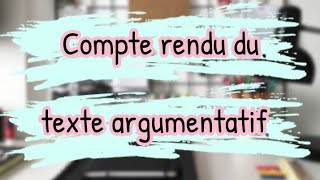 compte rendu du texte argumentatif  débat didées [upl. by Ymereg]