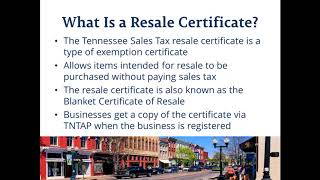 Using the Tennessee Sales Tax Resale Certificate [upl. by Grimbal]