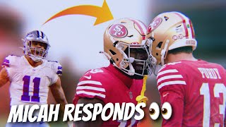 Cowboys Micah Parsons responds to 49ers Deebo Samuel calling him out for tweeting about Brock Purdy [upl. by Sirrot355]