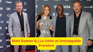 Matt Damon amp JLo Unite at Unstoppable Premiere MattDamon JenniferLopez [upl. by Annaesor]