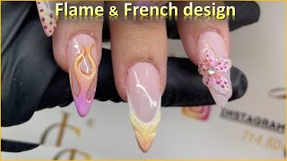 Draw French and Flame design nail  Christine Lam [upl. by Zach]