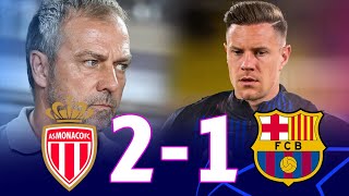 MONACO VS BARCELONA 21 UEFA CHAMPIONS LEAGUE 202425  MATCH REVIEW [upl. by Arrakat]