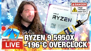 LIVE 196°C AMD Ryzen 9 5950X Overclocking on Liquid Nitrogen [upl. by Ahsain429]