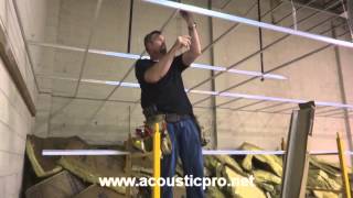 Drop Ceiling Grid n Tile Acoustical Install Video  Acoustic Pro [upl. by Narmis]