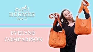 SIZE COMPARISON Hermès Evelyne PM or GM Mod Shots [upl. by Naoj]