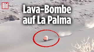 Vulkanausbruch auf La Palma LavaBombe kommt aus dem Krater geschossen [upl. by Alburga528]