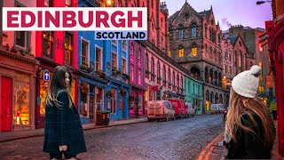 Edinburgh Scotland 🏴󠁧󠁢󠁳󠁣󠁴󠁿 December 2022 Walking Tour 4K HDR 60fps [upl. by Anpas]