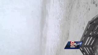 Uncut video Waves crash into Nauset Light staircase [upl. by Tiffani]